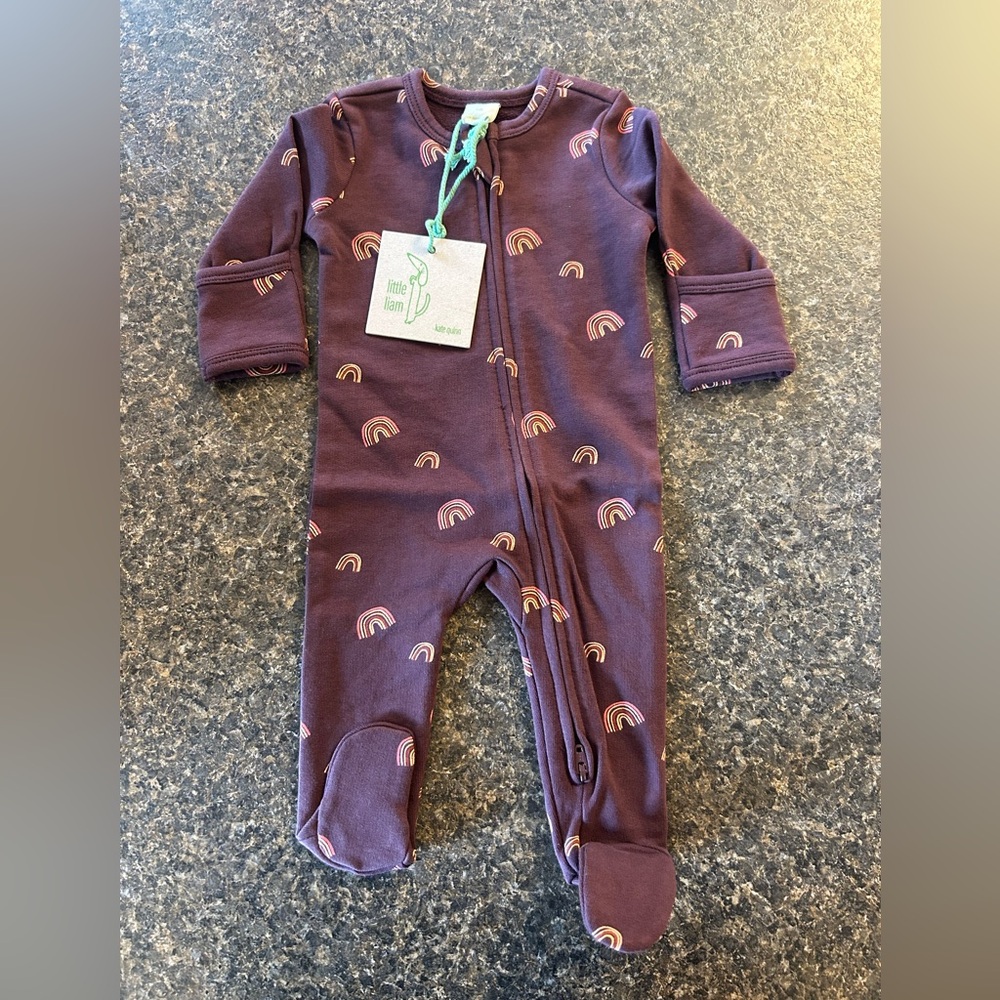 NWT Kate Quinn purple/plum rainbow footie